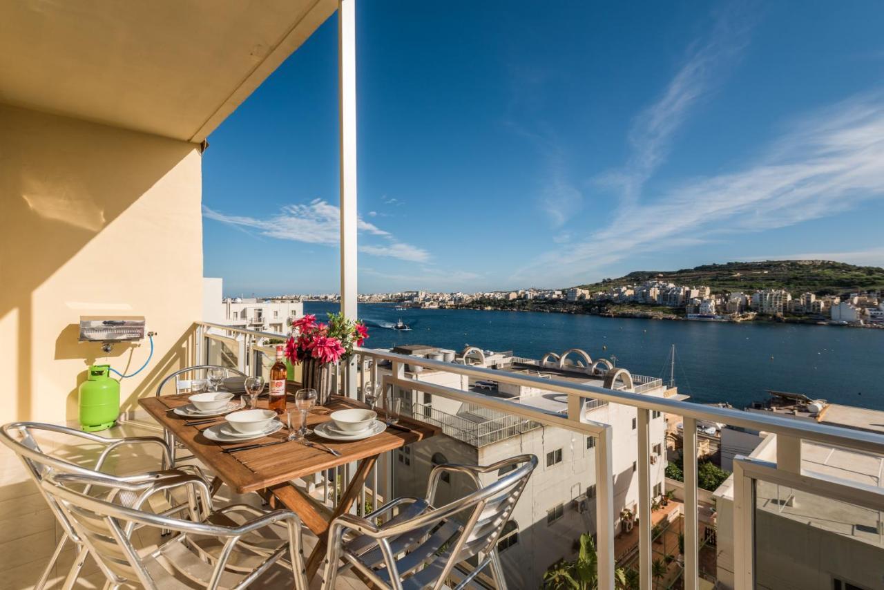 Bayview 2 Bedroom Seaview Apartment With Large Terrace With Panoramic Views - By Getawaysmalta San Pawl il-Baħar Eksteriør bilde
