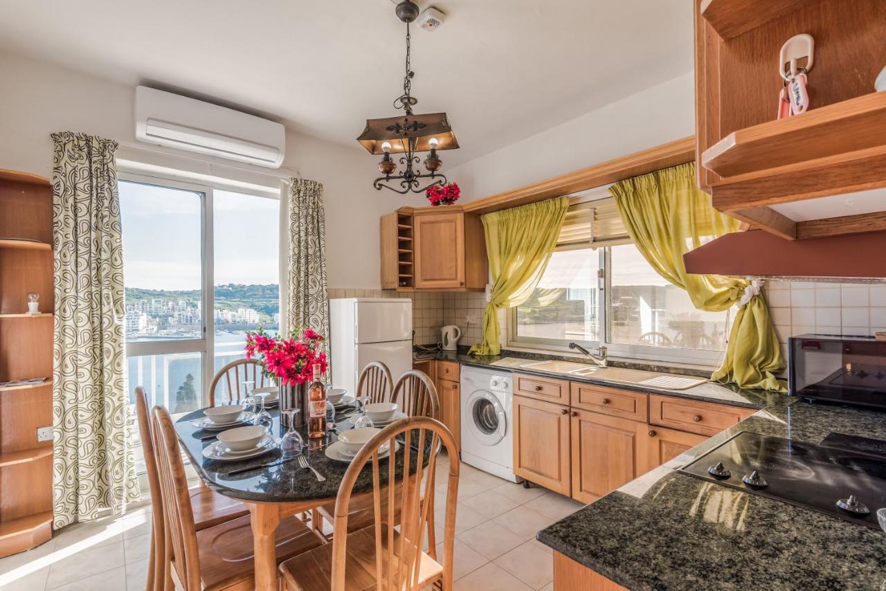 Bayview 2 Bedroom Seaview Apartment With Large Terrace With Panoramic Views - By Getawaysmalta San Pawl il-Baħar Eksteriør bilde