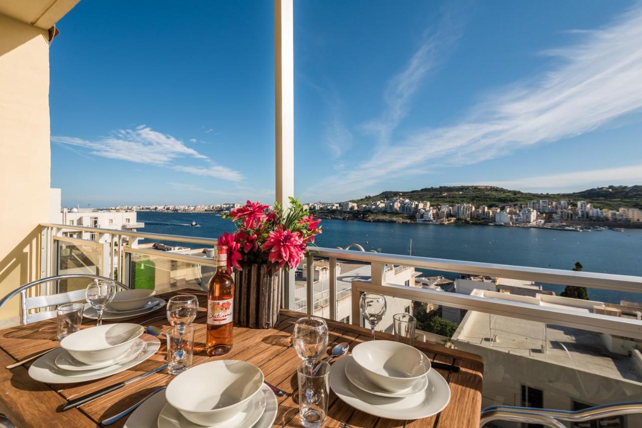 Bayview 2 Bedroom Seaview Apartment With Large Terrace With Panoramic Views - By Getawaysmalta San Pawl il-Baħar Eksteriør bilde